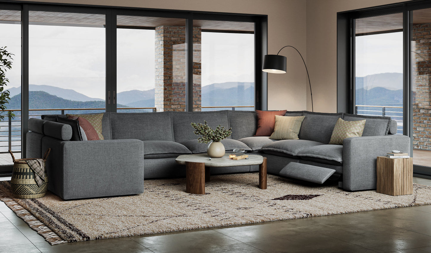 Gloomy Day In Seven Seat Luxe U-Shaped Sectional