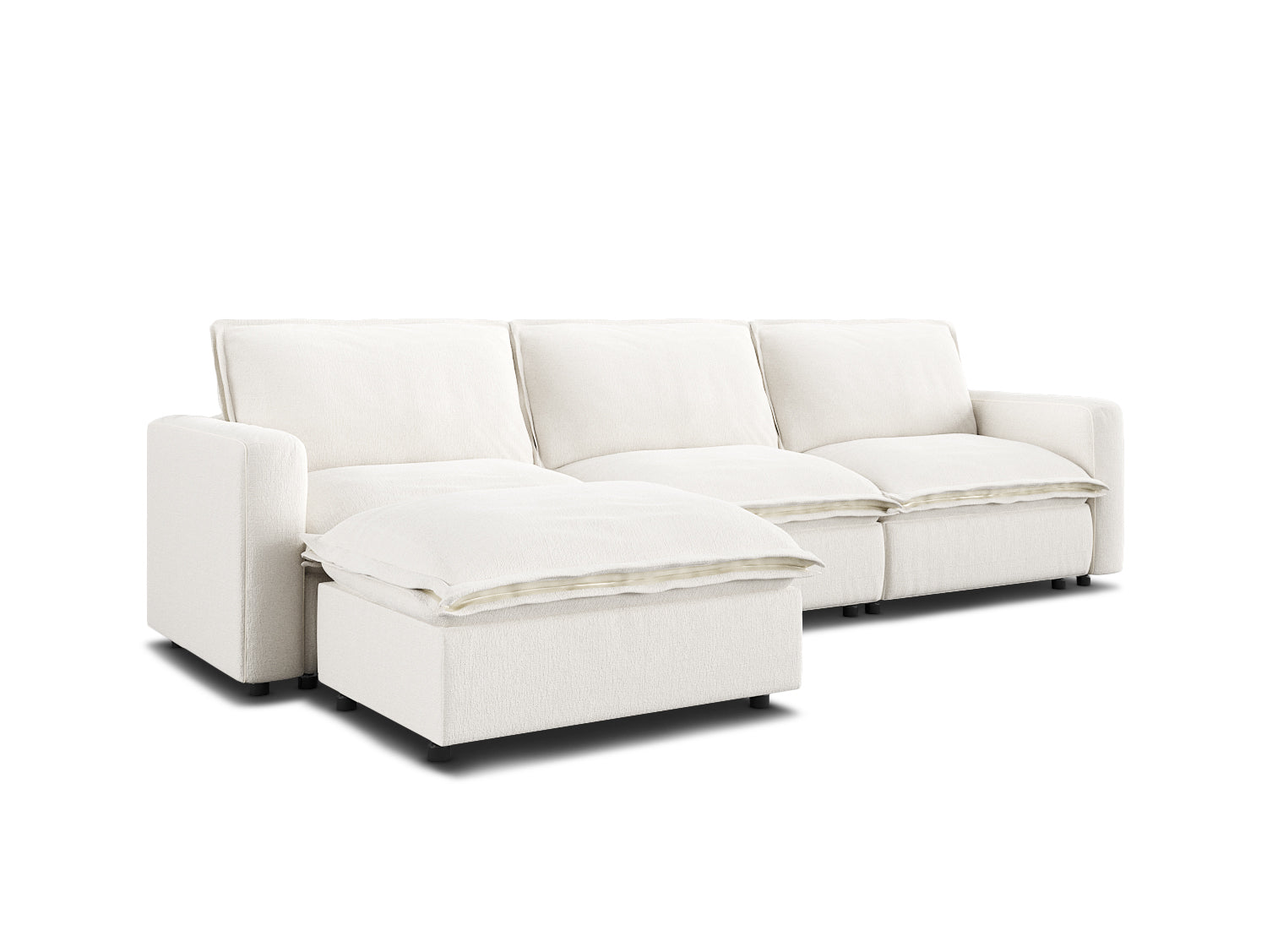 3 Seat Chaise Couch in Coconut