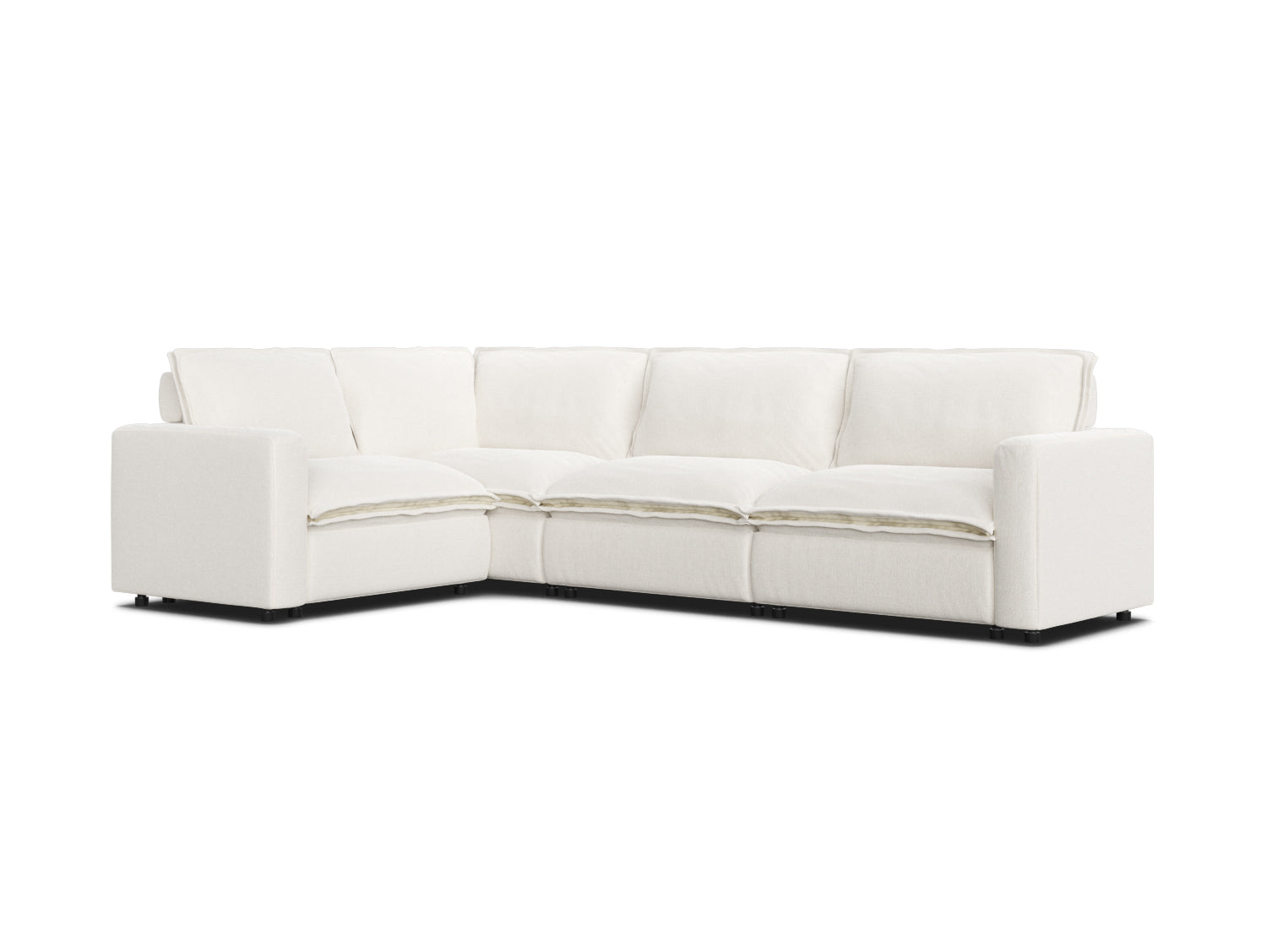 White l-shaped sectional couch in linen