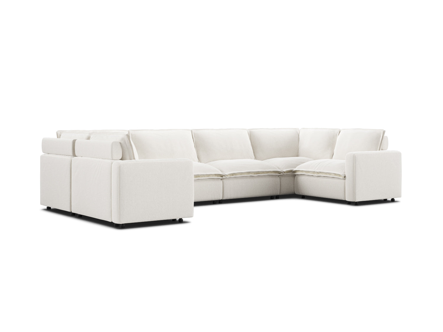 U-shaped sectional couch, modular, in white linen