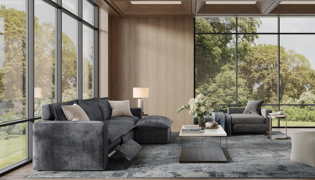 Luxe Seat Chaise Reclining Couch with Ottoman Homebody