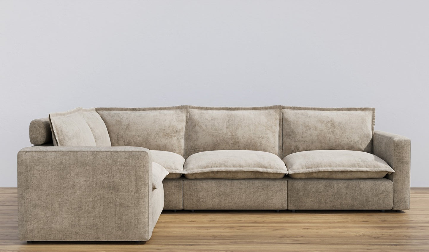 Warm Sand Four Seat Luxe L-Shaped Sectional