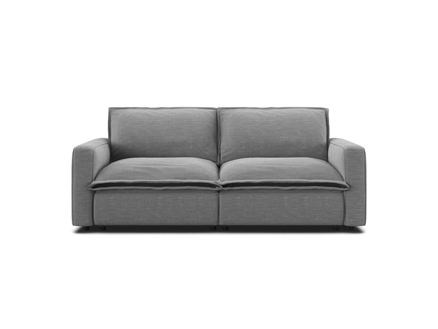 Two seat sectional couch in grey linen, modular