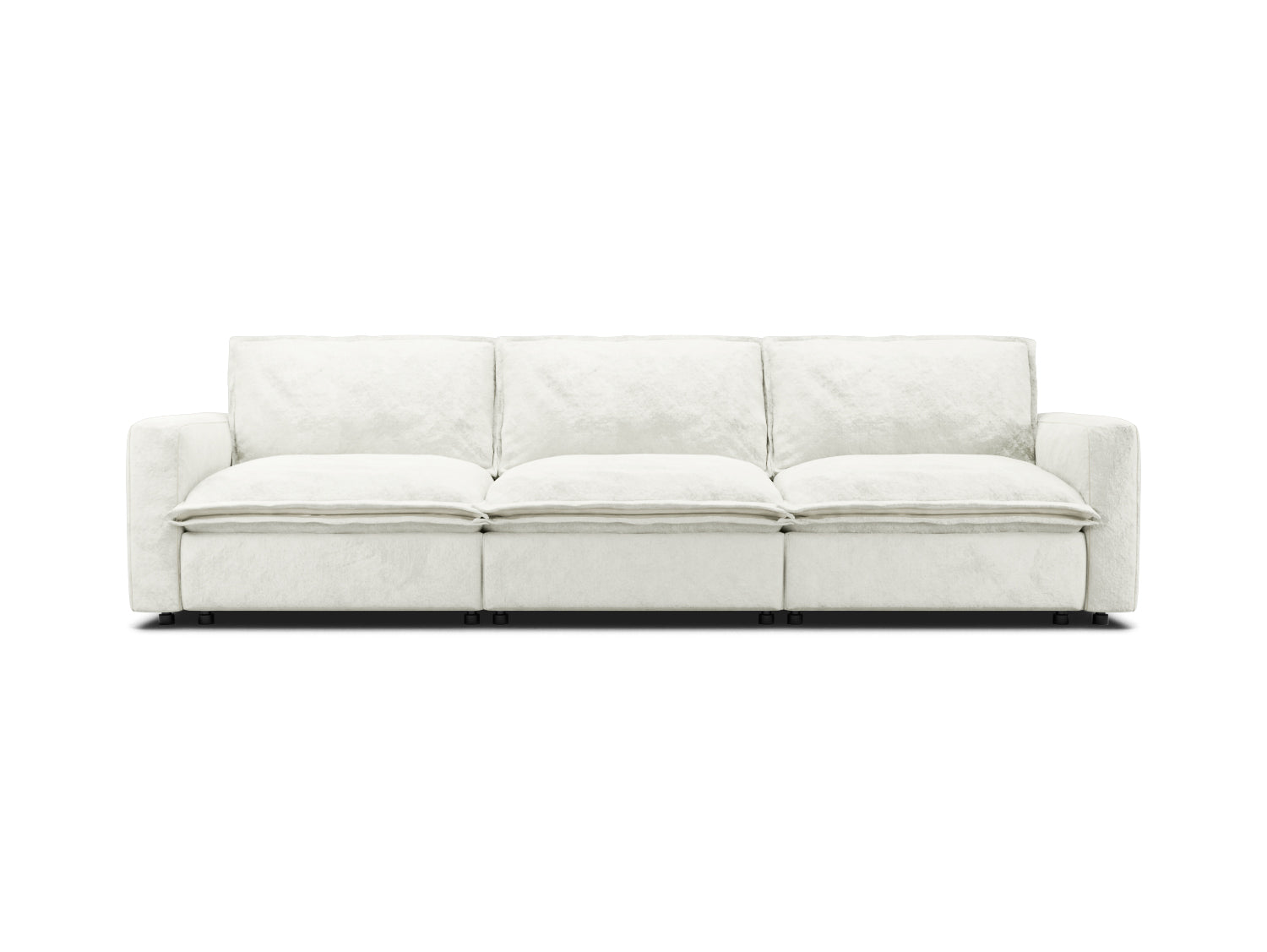 3 seat sectional sofa in white velvet, modular